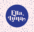 Logotipo de 'Ella Luna' con elegante tipografía cursiva blanca sobre un fondo circular azul marino, rodeado por un patrón de lunares azules y rosas, evocando feminidad y cuidado personal.
